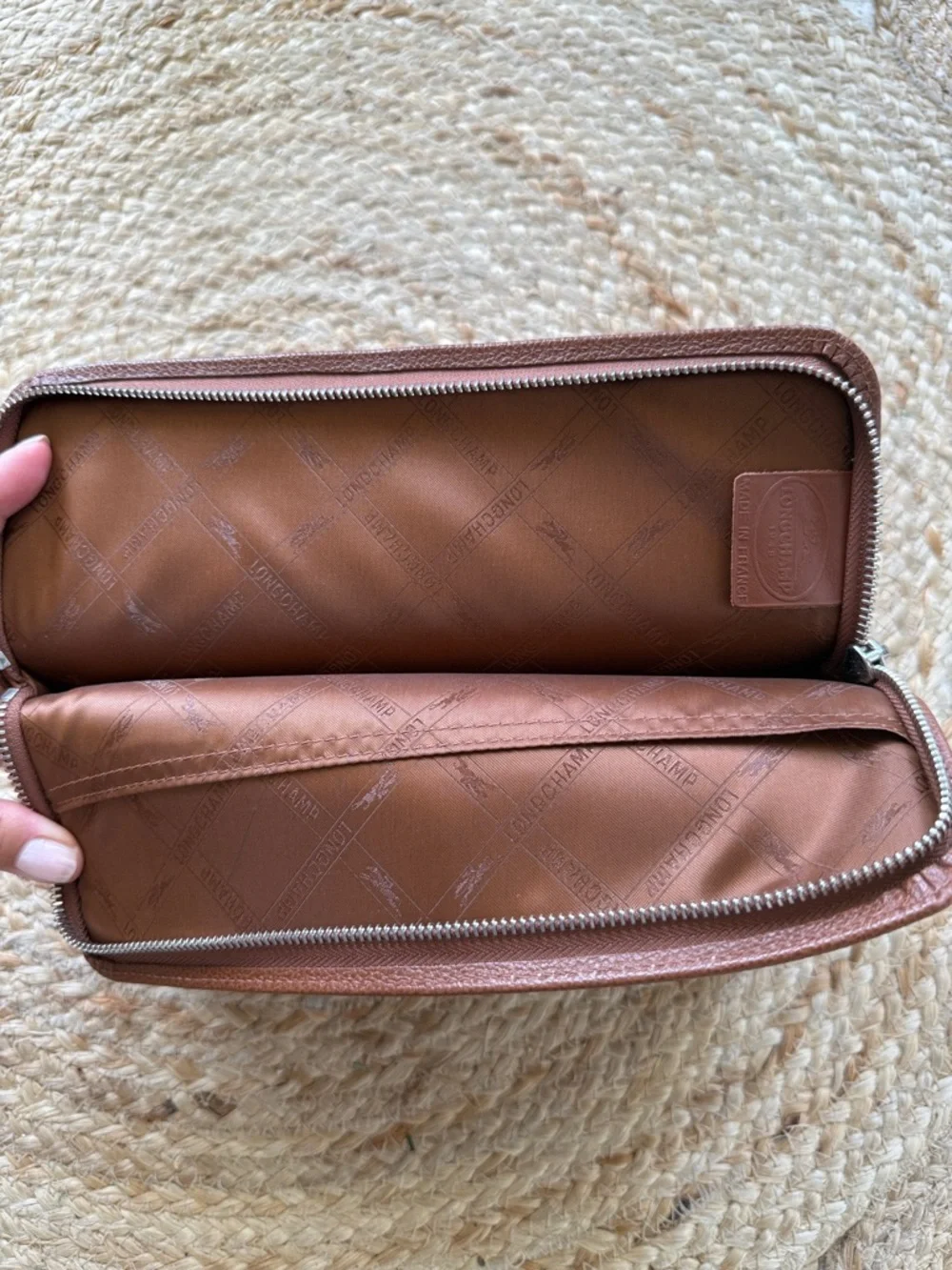 Longchamp Cognac Brown Leather iPad Case